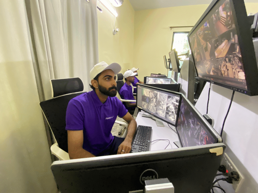 Professional CCTV monitoring center with multiple screens