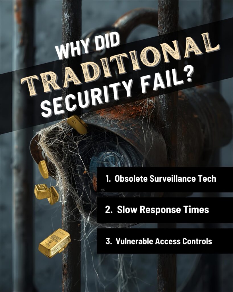 France gold refinery facility with security cameras showing the need for advanced commercial security solutions and video monitoring systems