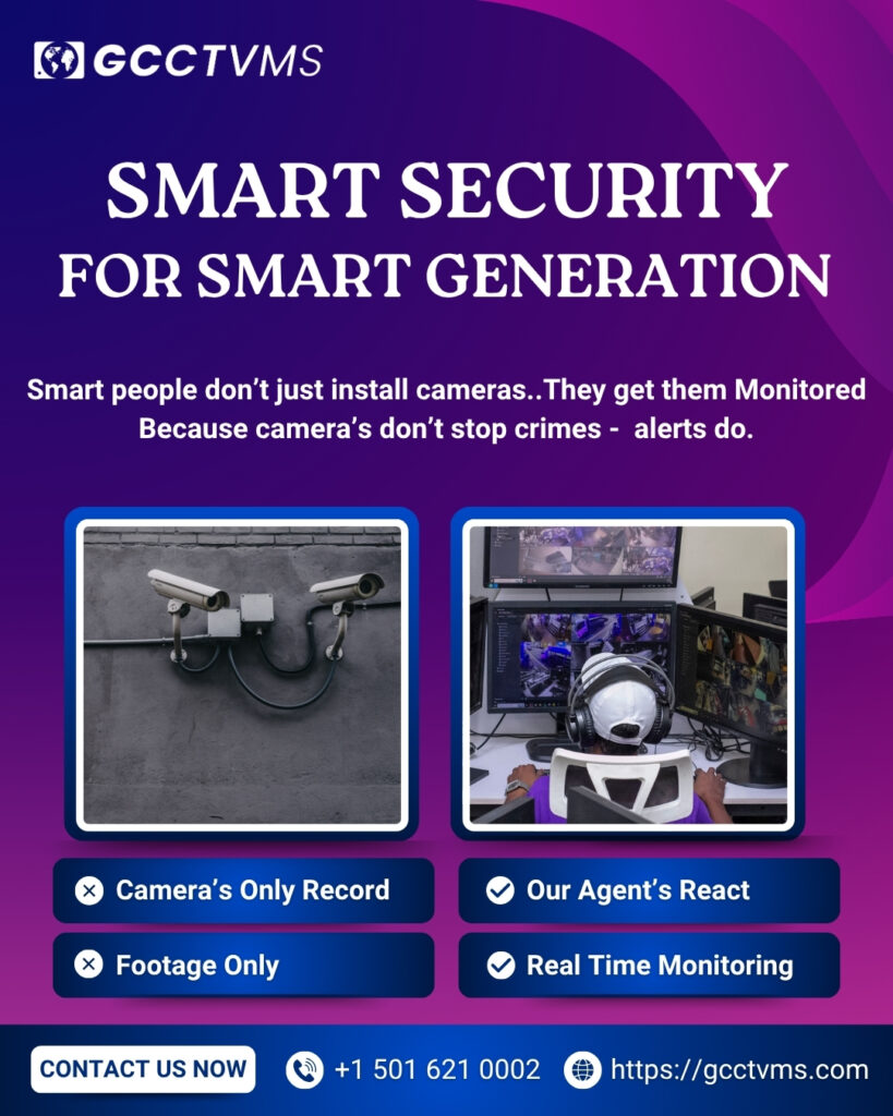 24/7 CCTV monitoring center with security professionals watching video feeds from multiple healthcare facilities for commercial security