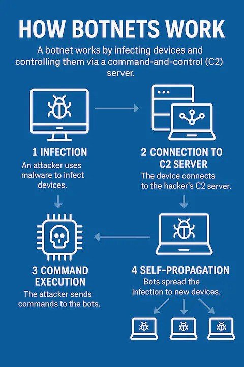 Vulnerable IP camera security threat diagram with malware infection pathways