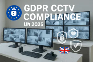 GDPR compliant CCTV system with virtual guard monitoring in UK office